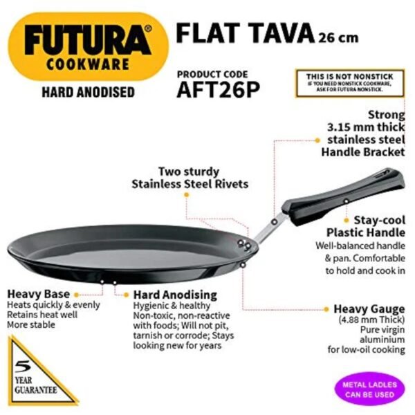 Futura Anodised Griddle, 10-inch Plastic Handle, Black - Image 3