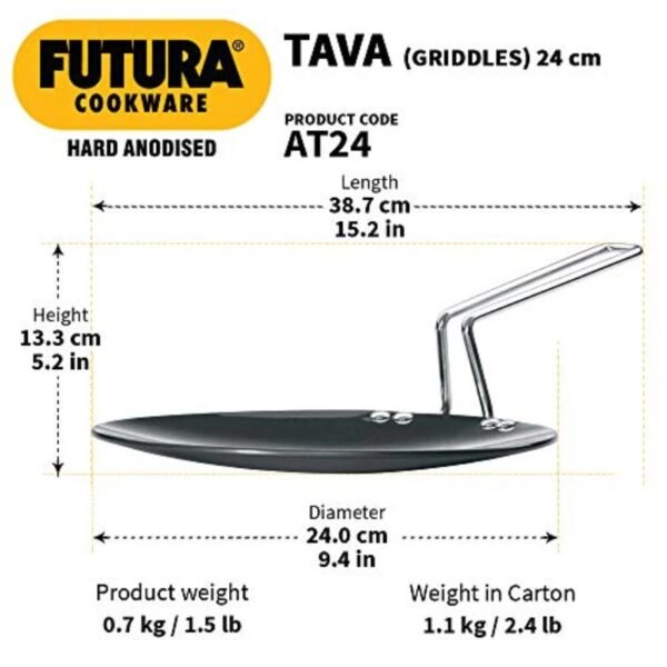 Hawkins-Futura Hard Anodized Concave Griddle Tava, 9.5-Inch Diameter - Image 3