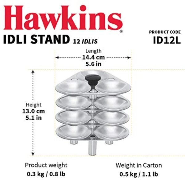 Hawkins Idli Stand for Pressure Cooker, 5-Liter, Small, Metallic - Image 3