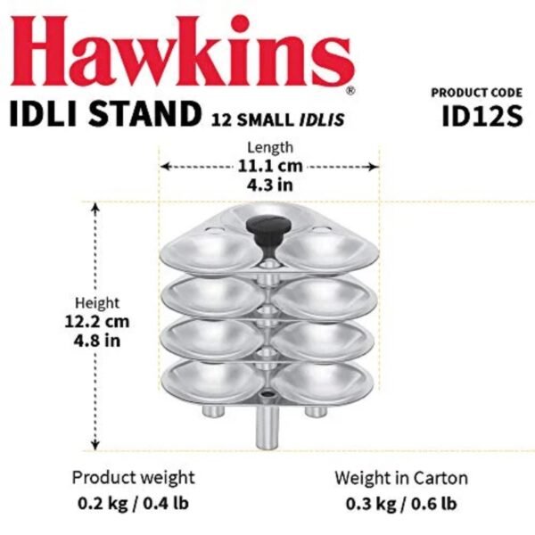 Hawkins Mini Idli Stand for Pressure Cooker, 3-Liter, Small, Metallic - Image 4