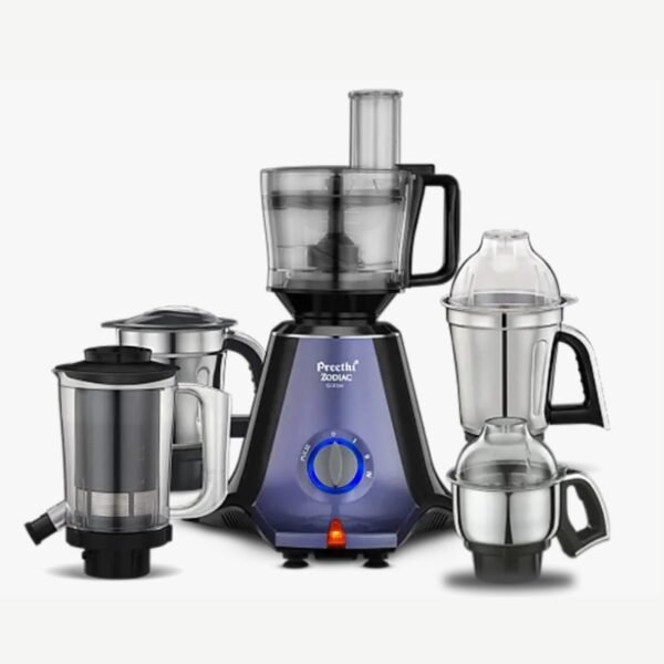 Preethi Zodiac Glitter MG 264, 750 Watts, 5 Jars including Masterchef Jar, Super Extractor, 5 Yr Motor Warranty & Lifelong Free service, Lavender/Black