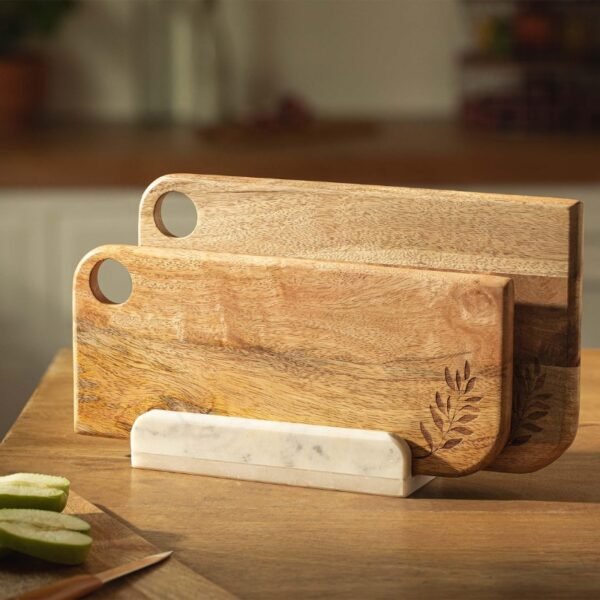 Twiggy Chopping Board Set of 2 with Marble Stand