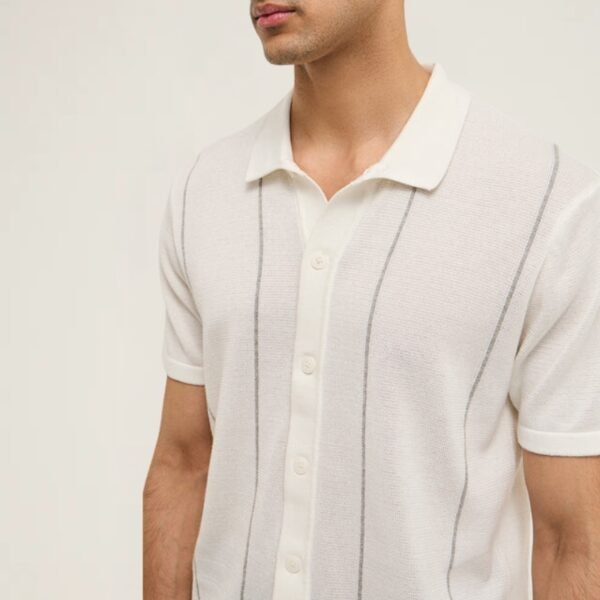 Ascot Off-White Striped Relaxed-Fit Cotton Shirt - Image 2