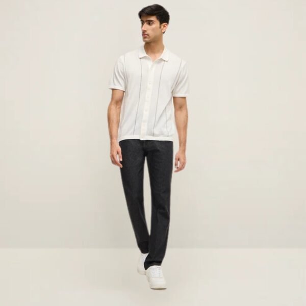 Ascot Off-White Striped Relaxed-Fit Cotton Shirt - Image 3