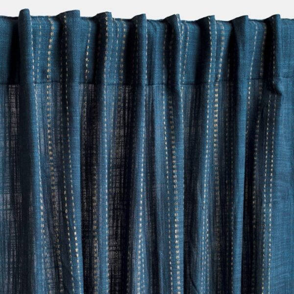 Blue Cotton Hand Woven Curtain