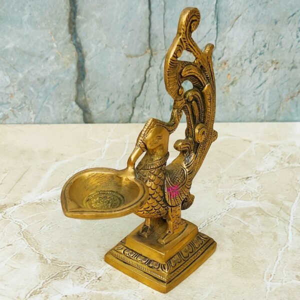 Brass Diya, Diya Traditional Oil Lamp Diya Peacock Design Diya Deepak Oil Lamp, Gift item - Image 2