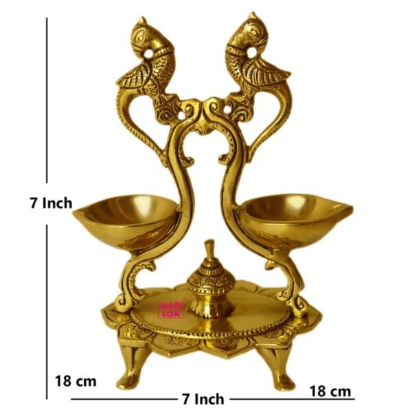 Brass Diyas with Stand, Best Home Decor Oil Lamps, Gift item. - Image 3