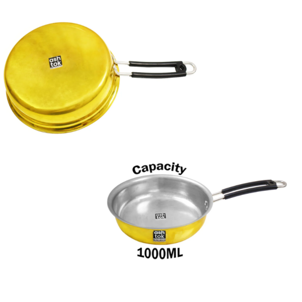 Brass Fry Pan, Brass Saucepan with khalai Silver Coating Inside. - Image 2