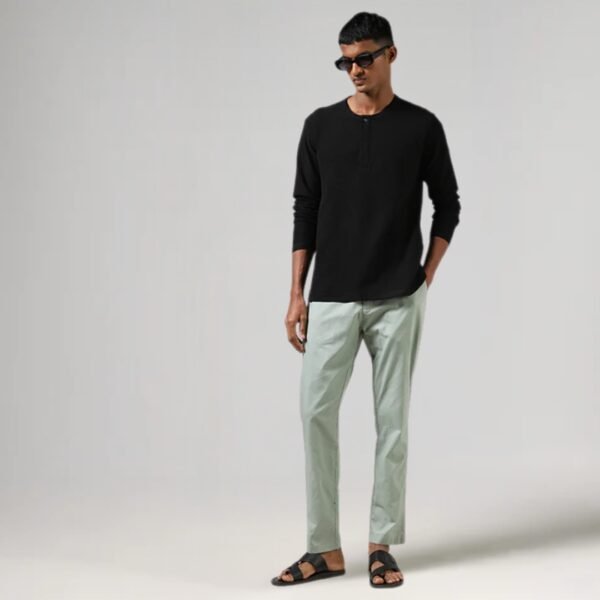 ETA Black Henley Neckline Slim-Fit T-Shirt - Image 3