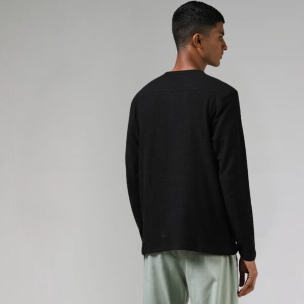 ETA Black Henley Neckline Slim-Fit T-Shirt - Image 4