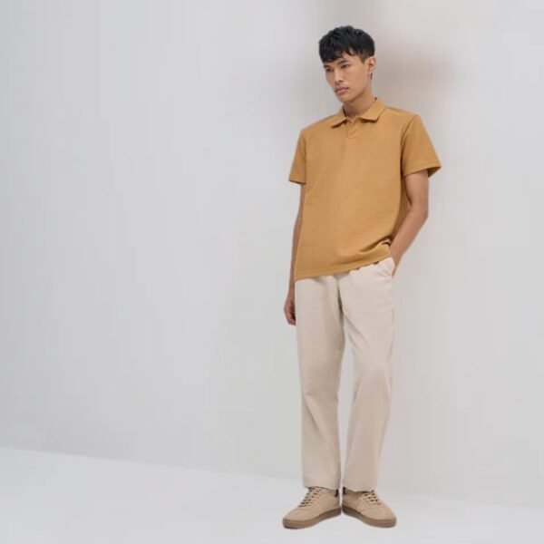 ETA Mustard Relaxed-Fit Cotton Polo T-Shirt - Image 2