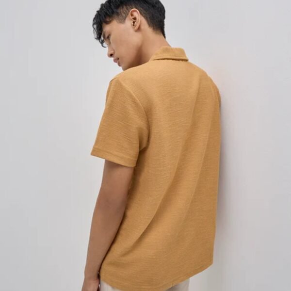 ETA Mustard Relaxed-Fit Cotton Polo T-Shirt - Image 3