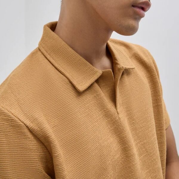 ETA Mustard Relaxed-Fit Cotton Polo T-Shirt - Image 4