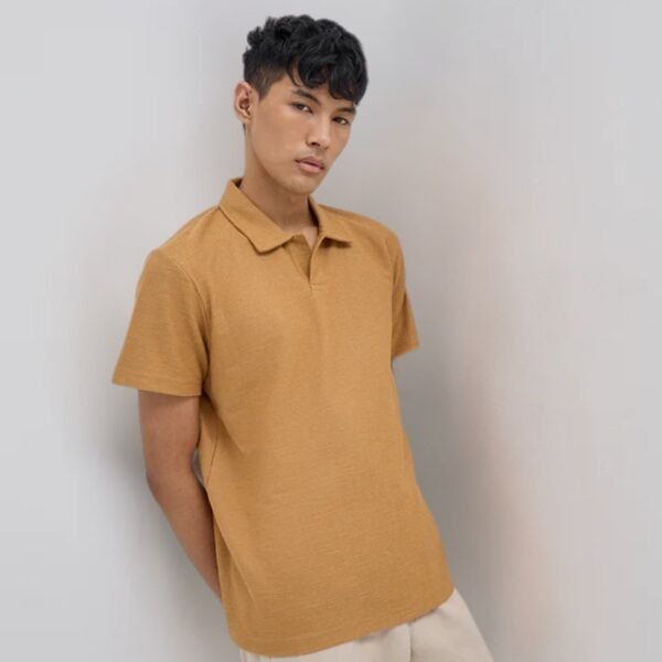 ETA Mustard Relaxed-Fit Cotton Polo T-Shirt