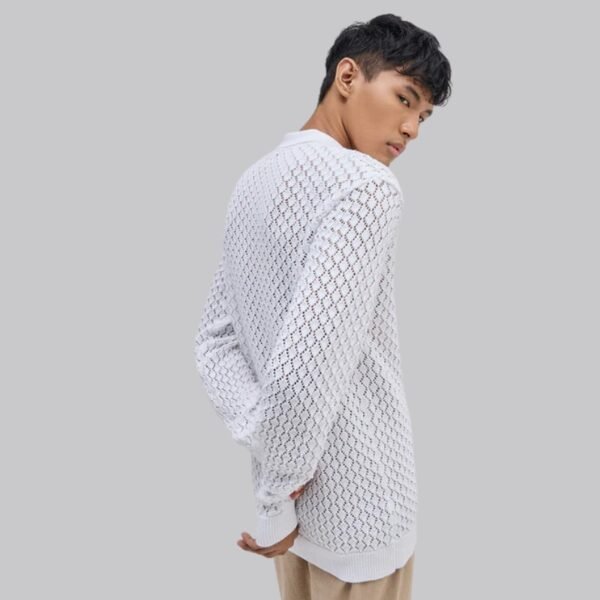 ETA White Knit-Textured Relaxed-Fit T-Shirt - Image 3