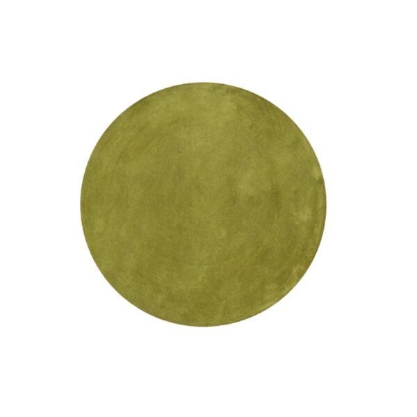 Green Color Solid Hand Tufted Round Wool Carpet