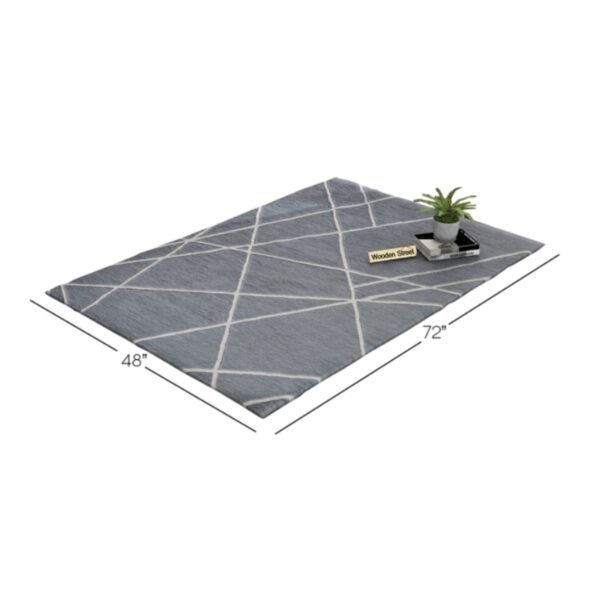Grey Laser Geometric Pattern Hand Tufted Woolen Carpet - 6 x 4 Feet - Image 2