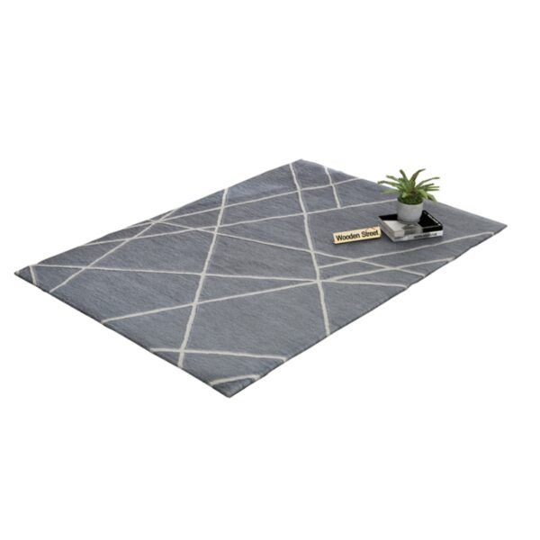 Grey Laser Geometric Pattern Hand Tufted Woolen Carpet - 6 x 4 Feet