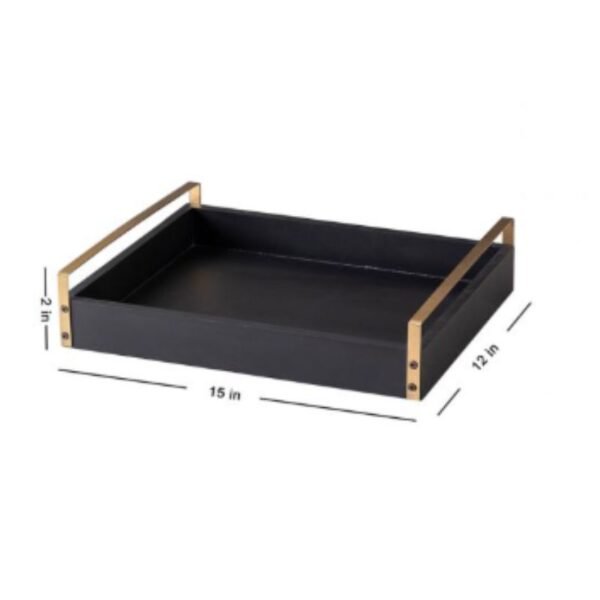 MDF Black Serving Tray Gold Handles - Image 3