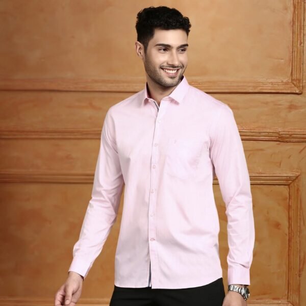 Men 100% Cotton Shirt Light Pink G115 - Image 3