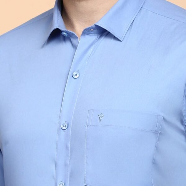 Men Cotton Spandex Shirt 2 Way Stretch Blue LY8 - Image 3