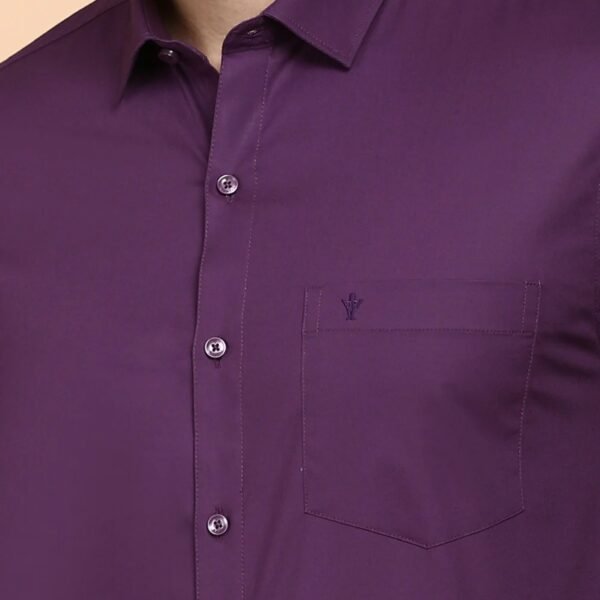 Men Cotton Spandex Shirt 2 Way Stretch Purple LY5 - Image 3