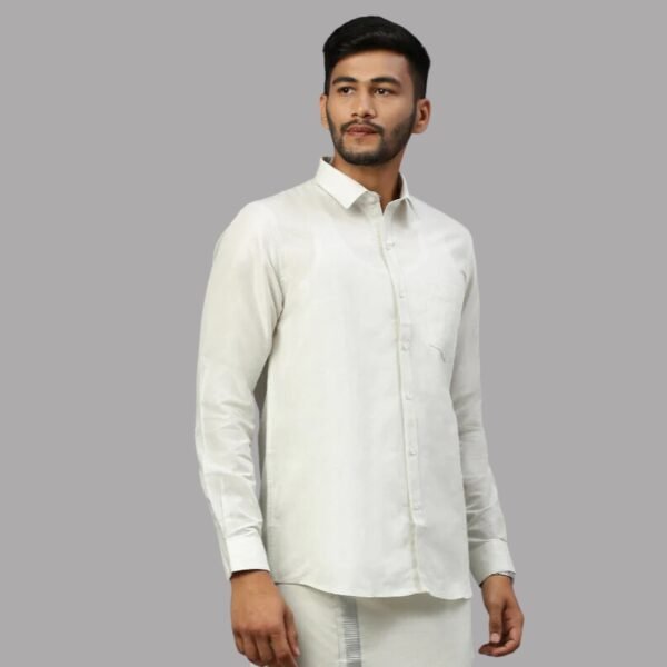 Men Silver Tissue Shirt Sankalpam - Image 2