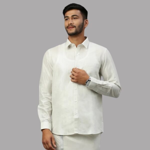 Men Silver Tissue Shirt Sankalpam