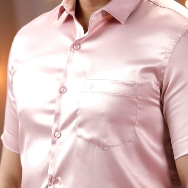Men Stretch Poly Shirt Pink PS9 - Image 3
