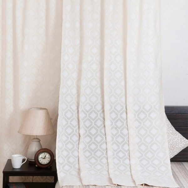 Natural Cotton Cutwork Netra Curtain