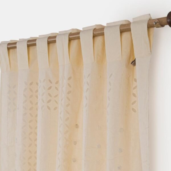 Off White Cotton Embroidered Curtain - Image 3