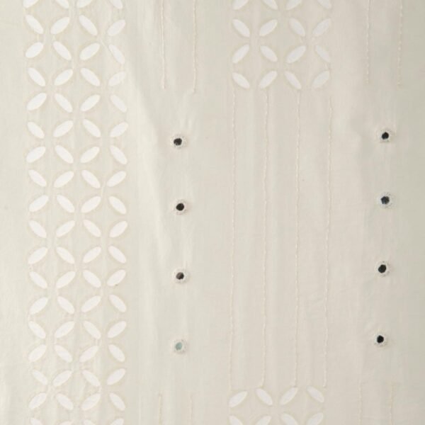 Off White Cotton Embroidered Curtain - Image 4