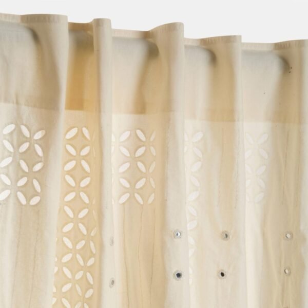 Off White Cotton Embroidered Curtain