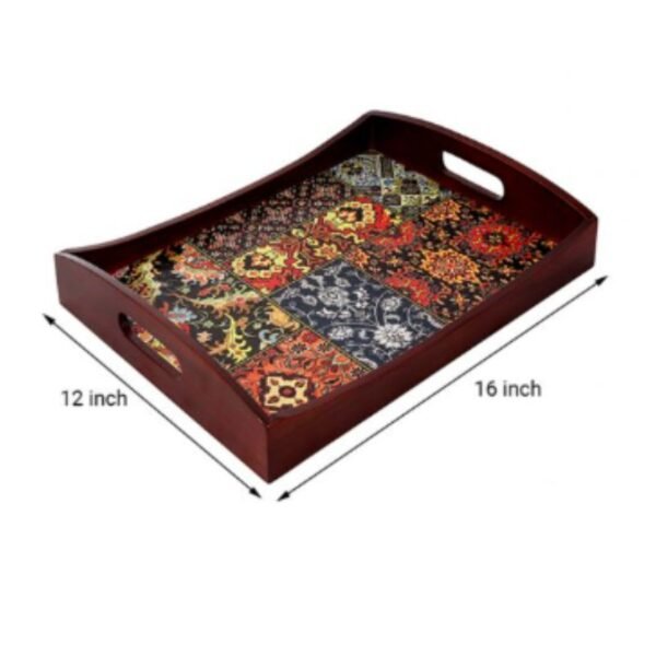 Oriental Teak Wood Large Serving Tray - Image 2