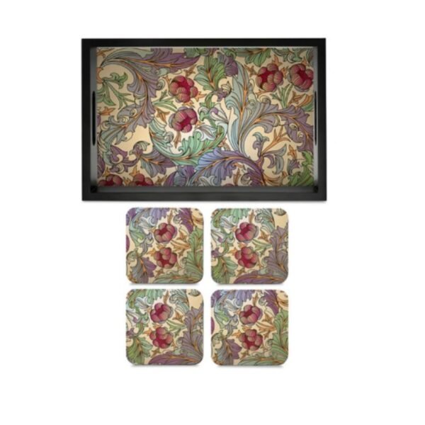 Ornate Floral Tray 8 x 12 and Coaster Combo Set - Image 3
