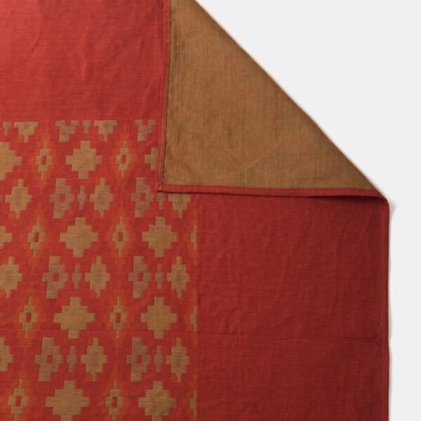 Red Cotton Woven Double Bed Cover - Image 3