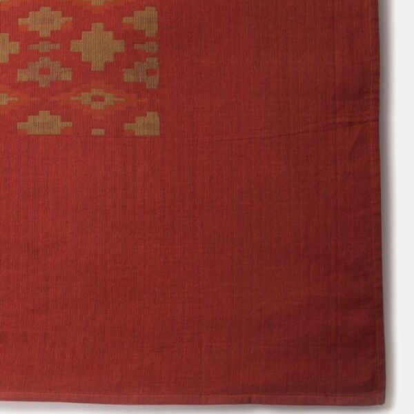 Red Cotton Woven Double Bed Cover - Image 5