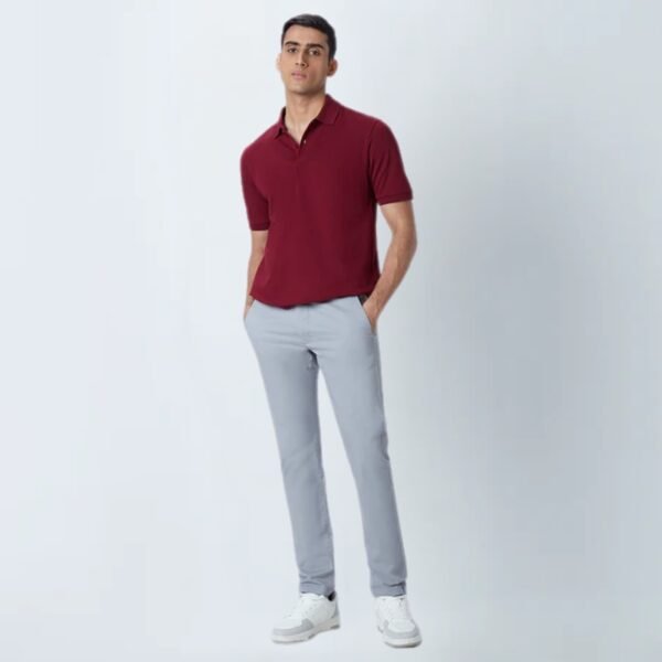 WES Casuals Maroon Cotton Blend Relaxed-Fit Polo T-Shirt - Image 4