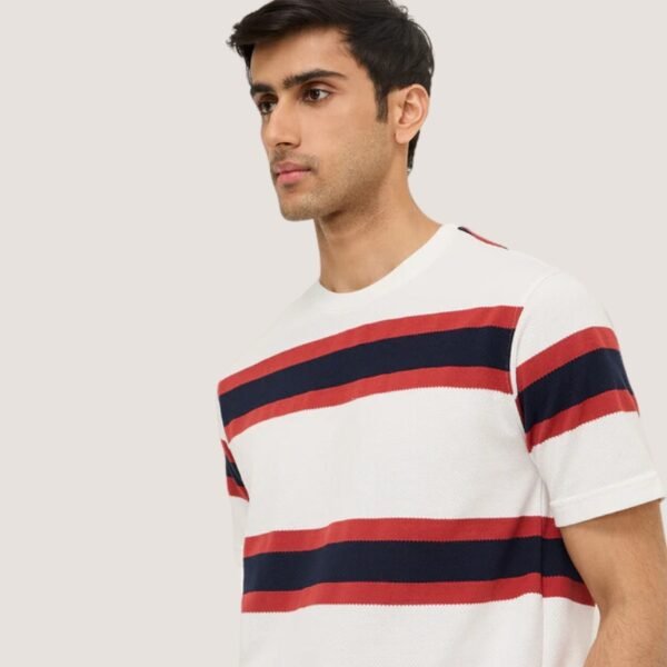 WES Lounge White Striped Relaxed-Fit T-Shirt - Image 2