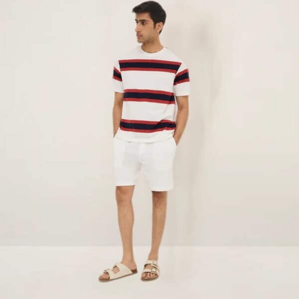 WES Lounge White Striped Relaxed-Fit T-Shirt - Image 3