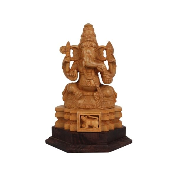 Wood Carving Sitting Ganesha (10 Inch )