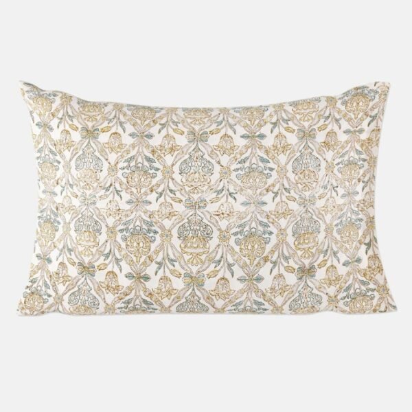 Yellow Ayaana Cotton Block Print Pillow Cover