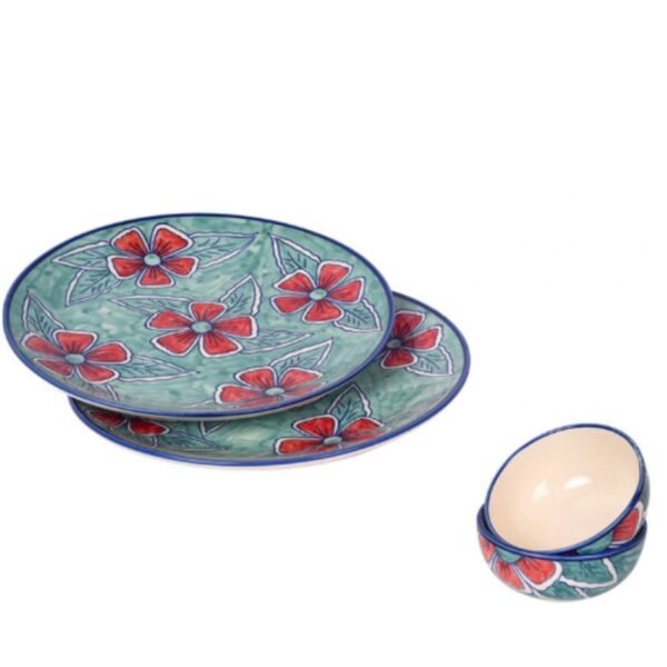 Flowers of Ecstasy Ceramic Dinner Plate Set with Bowls - Set of 4