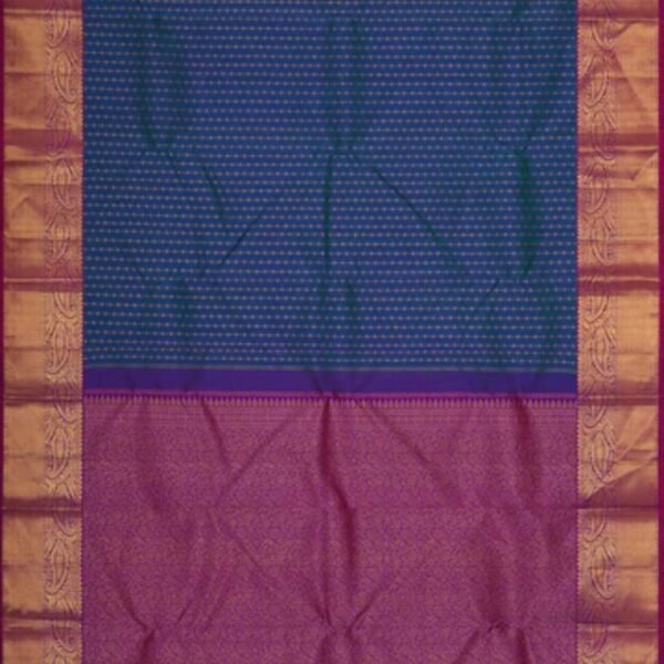 Arani Silk Peacock Blue Saree - Image 3