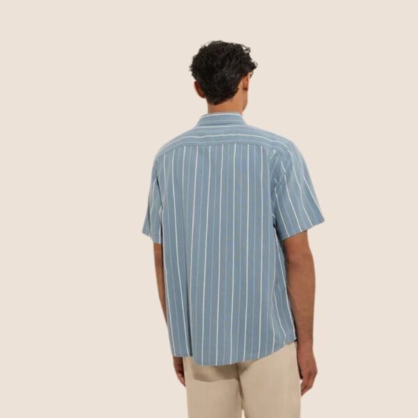 Ascot Light Blue Striped Relaxed-Fit Blended Linen Shirt - Image 2