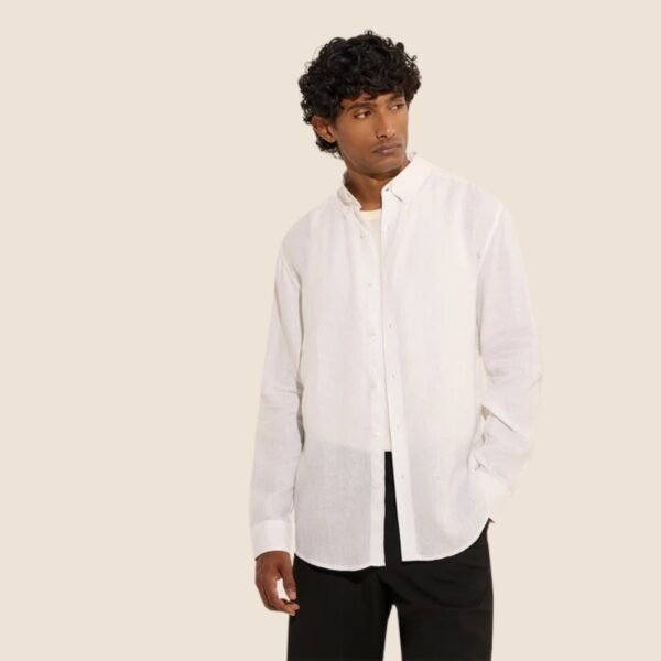 Ascot White Relaxed-Fit Linen Shirt - Image 2