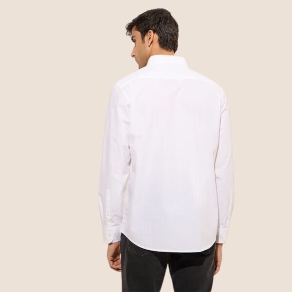 Ascot White Self-Striped Relaxed-Fit Cotton Shirt - Image 3
