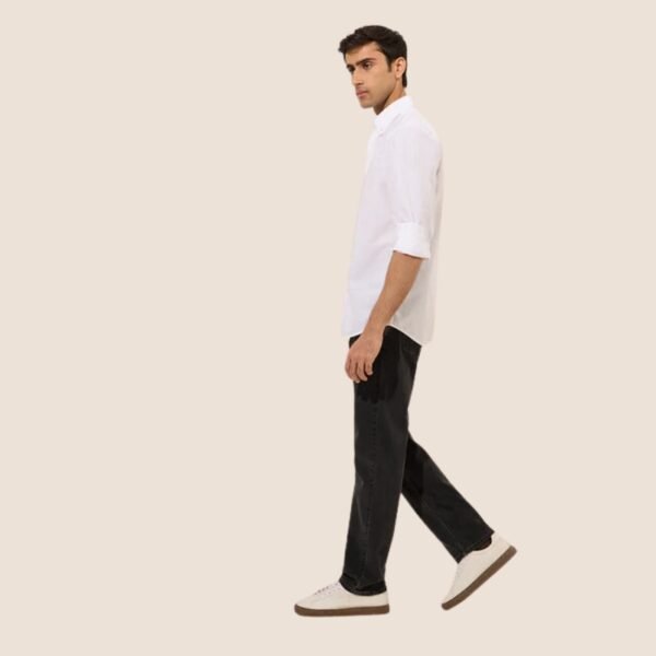 Ascot White Self-Striped Relaxed-Fit Cotton Shirt
