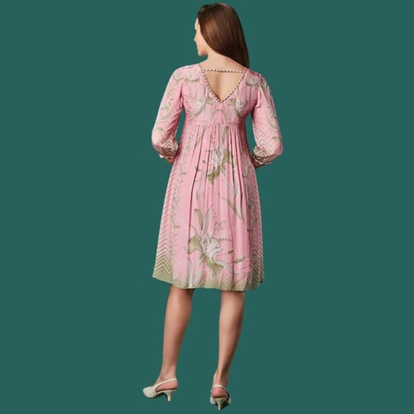 Baby Pink Crepe Kurti Frock Style - Image 3