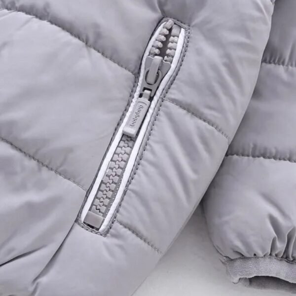 Babyhug Full Sleeves Hooded and Padded Jacket - Grey and Orange - Image 3